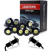 LEADTOPS Eagle Eye LED Lights, 10-pack DIY 12V Ultra thin 23mm Eagle Eye Bulb Fog Tail DRL Daytime Running Lights White Kit for Car Motorcycle (White, Black)