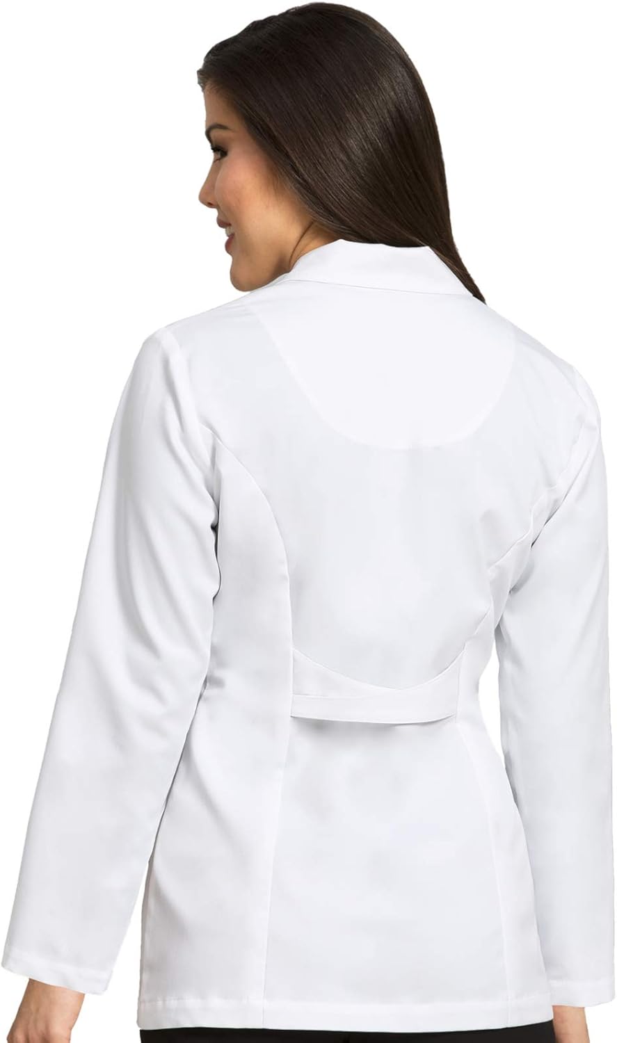 Med Couture Professional Women's Belted Back Mid-Length Lab Coat: Clothing