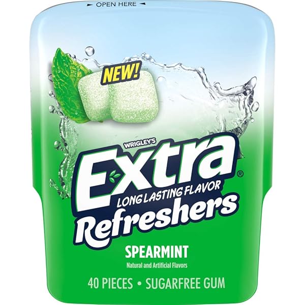 EXTRA EXTRA REFRESHERS CHEWING GUM, SPEARMINT, 40 COUNT