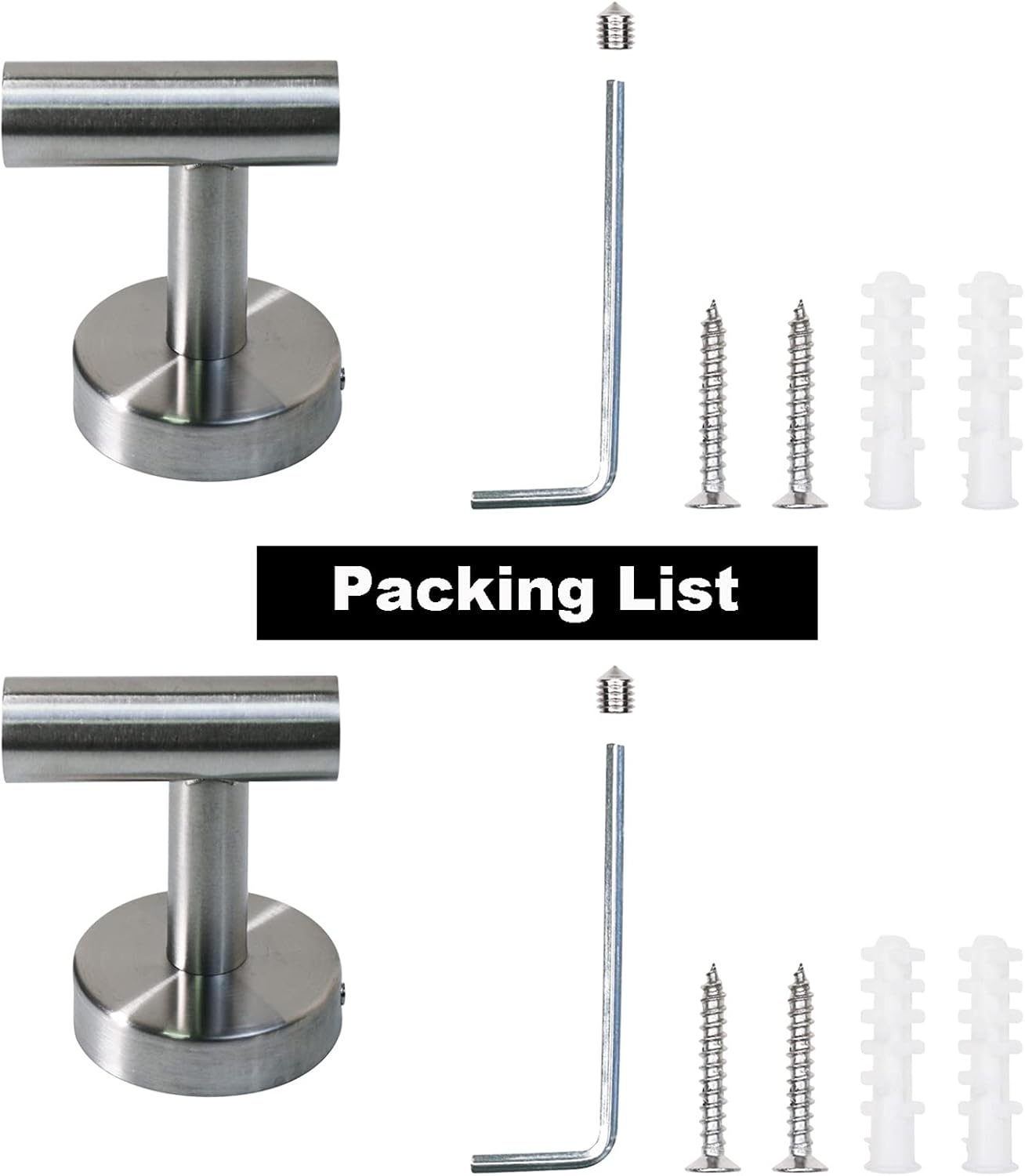 2 Pack Towel Hooks Brushed Nickel SUS 304 Stainless Steel Coat Robe Clothes Hook Modern Wall Hook Holder for Bathroom Kitchen Garage Hotel Pool Wall Mounted - - 