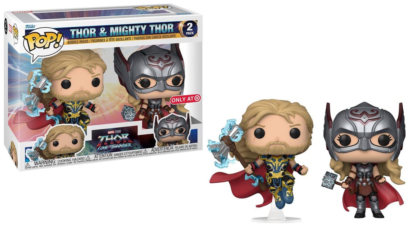 Funko Pop! Marvel: Thor Love & Thunder - 2 Pack - Thor & Mighty Thor - Collectable Vinyl Figure - Gift Idea - Official Merchandise - Toys for Kids & Adults - Movies Fans - Model Figure for Collectors