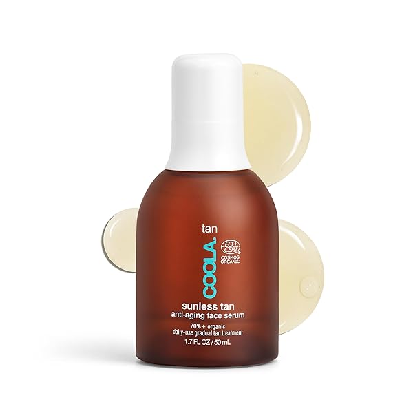 COOLA ORGANIC SUNLESS SELF TANNER FACE SERUM, DERMATOLOGIST TESTED ANTI-AGING SKIN CARE INFUSED WITH HYALURONIC ACID, VEGAN AND NON-GMO, PIÑA COLADA, 1.7 FL OZ