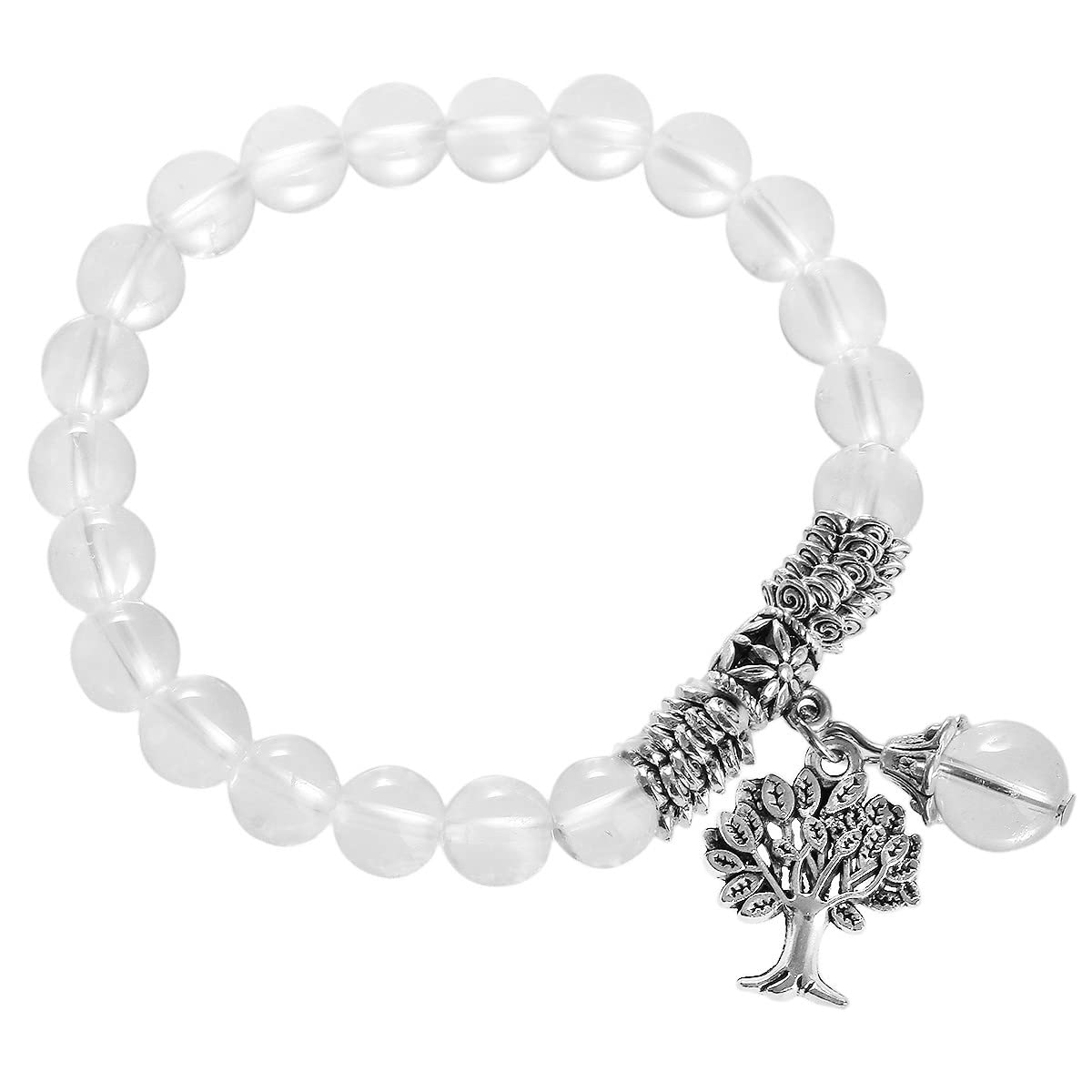 KYEYGWO 8mm Tree of Life Chakra Bracelet, Reiki Healing Balancing Lucky Charm Stretch Stone Beads Bracelet for Unisex