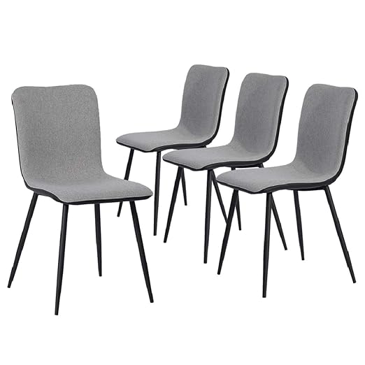 Sillas de Cocina Juego de 4 sillas de Comedor de Tela, ensamblar Todo 4