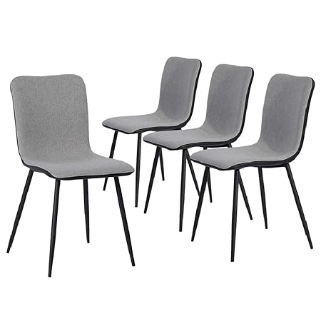 Sillas de Cocina Juego de 4 sillas de Comedor de Tela, ensamblar Todo 4