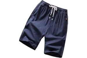 GUNLIRE Big Boy's Linen Shorts Summer Drawstring Elastic Waist Casual Shorts for Boys with Pockets
