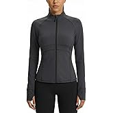 Waitfairy Zip Up Jackets for Women Yoga Gym Top Running Workout Jackets for Woman Track Jacket Women with Thumb Holes