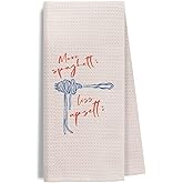Evcprz Funny Italian Kitchen Towels, Pasta Lovers Gifts Dish Tea Towel for Kitchen, More Spaghetti Less Upsetti Decorative Hand Towels for Bathroom, 16x24 Inches