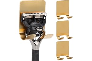 Blueden Self Adhesive Hooks Waterproof Razor Holder in Inside Shower 4 Pack, Metal Heavy Duty Utility Storage Hook.Towel. Loofah Holder for Wall.Hanger Hooks for Bathroom or Kitchen Organisation. Gold