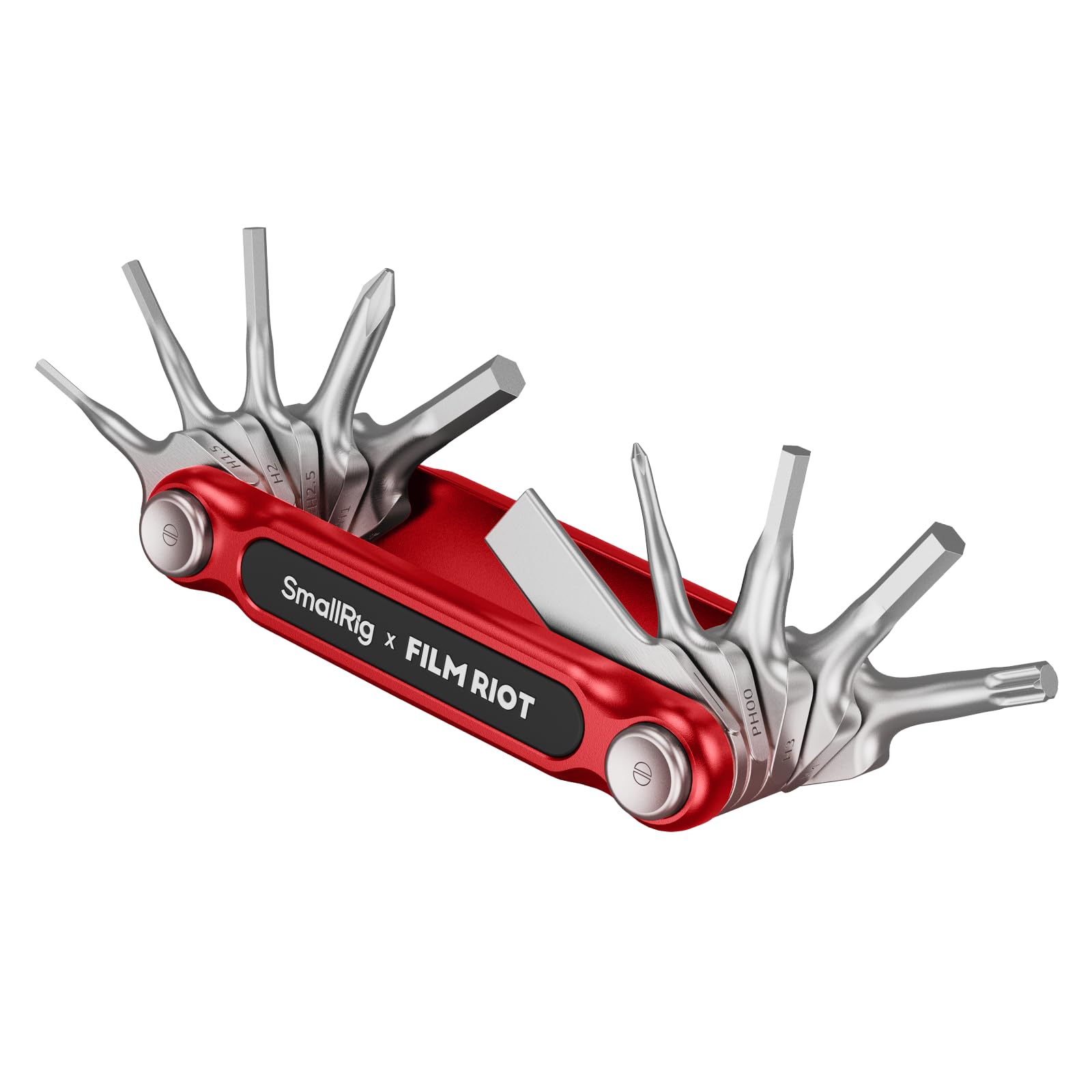 SMALLRIG x Film RIOT 10-in-1 Folding Tool Set with Screwdrivers and Hex Key Wrenches, Multiple Angle Positioning, Portable and Compact Design (Red) - 4813