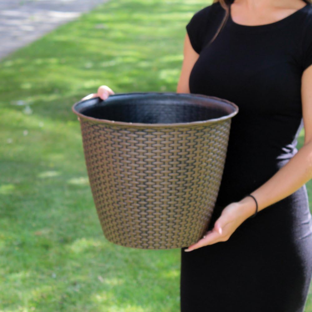 Kingfisher Large Rattan Effect Plastic Plant Pot, Transparent - Image 4