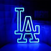 WonderfulLife Dodgers Neon Sign for Garage or Man Cave Decor,Gifts for Men With Dodge Baseball Team Logo,Blue Neon for Party,Bar,Dorm,Office Wall Art and Game Room Deco.