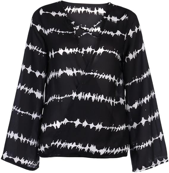 Womens Clothing Clearance,KIKOY Loose Long Sleeve Printed Tops Chiffon  Casual
