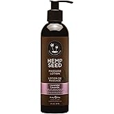 Hemp Seed Massage Lotion - 8 oz - Glides Easily on Skin, Absorbs Slowly & Deeply, Moisturizes, Leaves Skin Silky Soft - Vegan, Cruelty Free