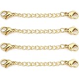 Linsoir Beads Stainless Steel Extender Chains with Double Clasps 50mm/2 inch Extension Chains Make Your Necklace Longer Basic Jewelry Findings 5 pcs/lot