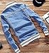 LifeHe Men Denim Jacket With Patches Light Blue 3XL (XL, Light Blue)