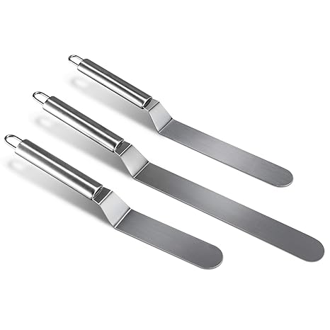 homeasy Kuchenmesser & Tortenmesser 3-Teiliges Edelstahl Winkelpalette Set in 4.5/6.5/8.5 inch rostfreie Glasurmesser Profi K