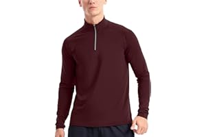 Zengjo 1/4 Zip Pullover Mens Running Shirt Long Sleeve