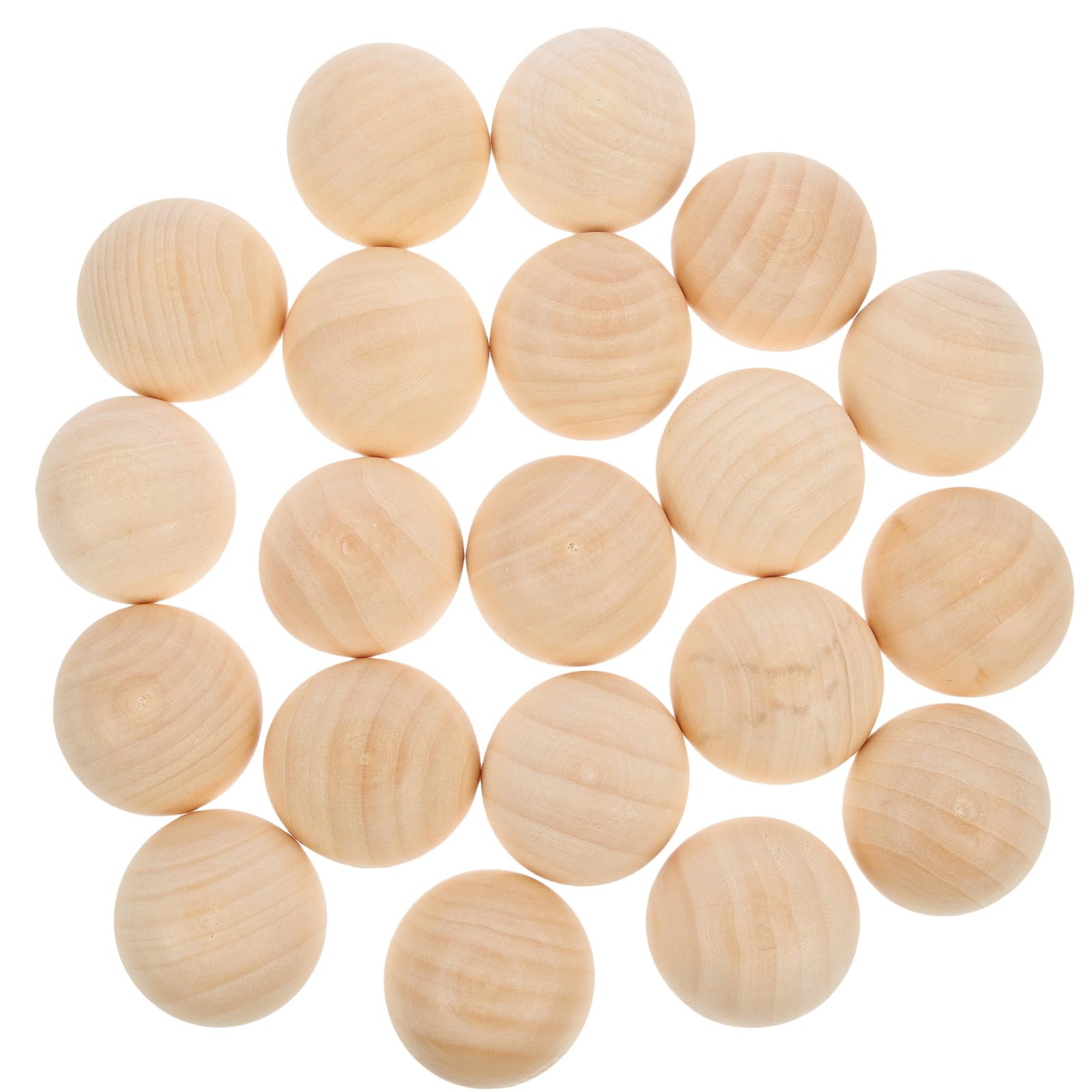 20 Pack Natural Wooden Half Craft Balls, 40mm Schima Superba Unfinished Split Wood Balls Mini Hemisphere for DIY Decorations Projects