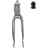 CDHPOWER 26" Fork Double Springer Suspension Fork 1" Threaded &amp; Headset,Cruiser Chopper Bike Dual Spring Classical Fork (Chromed)