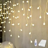 YOLIGHT Fairy Curtain Lights, USB/Battery Powered Ball Icicle Light 13ft 96 LED Globe String Hanging Lights for Bedroom Dorm Wedding Party Christmas Decoration (Warm White)
