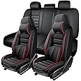 5 Seat Covers for Toyota FJ Cruiser 2007-2014,Premium Nappa Leather Car Seat Covers Car Seat Cushions,Waterproof Soft Seat Covers for Cars,Interior Accessories Airbag Compatible（Luxury-Black&Red）
