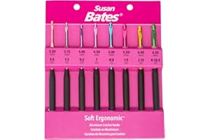 Susan Bates Silvalume Soft Ergonomic Crochet Hook Set Sizes E4/3.5mm to K10.5/6.5mm