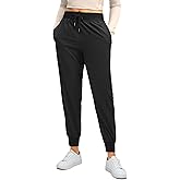 Soothfeel Women's Joggers with Zipper Pockets Lightweight Running Gym Travel Casual Workout Athletic Joggers Pants for Women Black