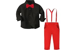 A&J DESIGN Toddler Boys Suit with Suspender Baby Wedding Dress Outfit Kids Formal Clothes Set