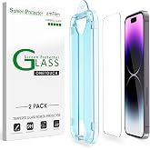 amFilm OneTouch for iPhone 14 Pro Screen Protector 6.1'' Tempered Glass | Auto-Alignment, 30s Install, Bubble Free, 9H Hardness, Scratch &amp; Drop Protection, HD Clear, Case Friendly, 2 Pack (14P-6.1'')