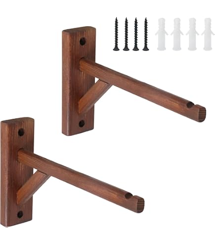 SEEBLEN Rustic Wood Wall Mount Bracket Set Of 2 – Natural Triangle Shelf For Pendant Lights, Planters & DIY Decor