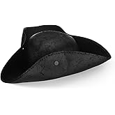 Chicingyou Pirate Hat Faux Leather Colonial Tricorn Hat for Adult Mardi Gras Costume Renaissance Carnival Dressed Accessories