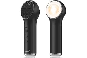 VWMYQ Silicone Facial Cleansing Brush, Portable Electric Face Scrubber with Heat and Vibration, 3 Modes Adjustable, Waterproof IPX6, USB-C Rechargeable, Deep Cleansing, Exfoliating and Massage（Black）