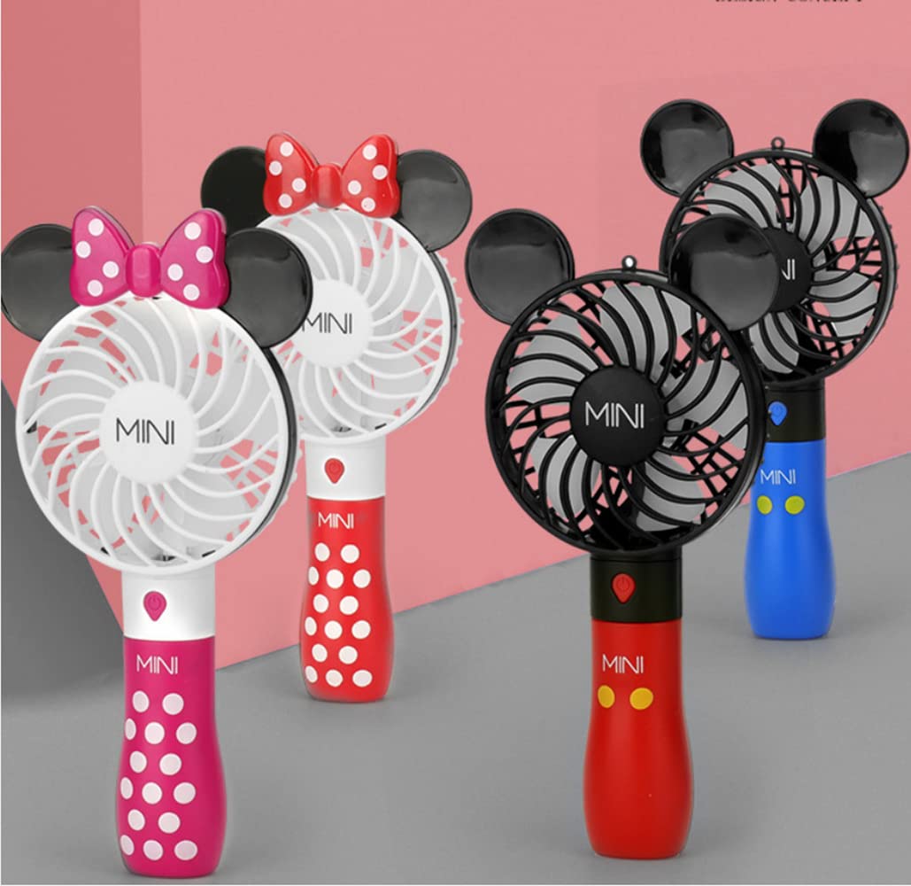 Kbinter Cute Personal Mini Fan, Handheld & Portable USB Rechargeable 1 Speed USB Fans with Colorful LED Light Adjustable, for Indoor Or Outdoor Activities, Cute Mouse