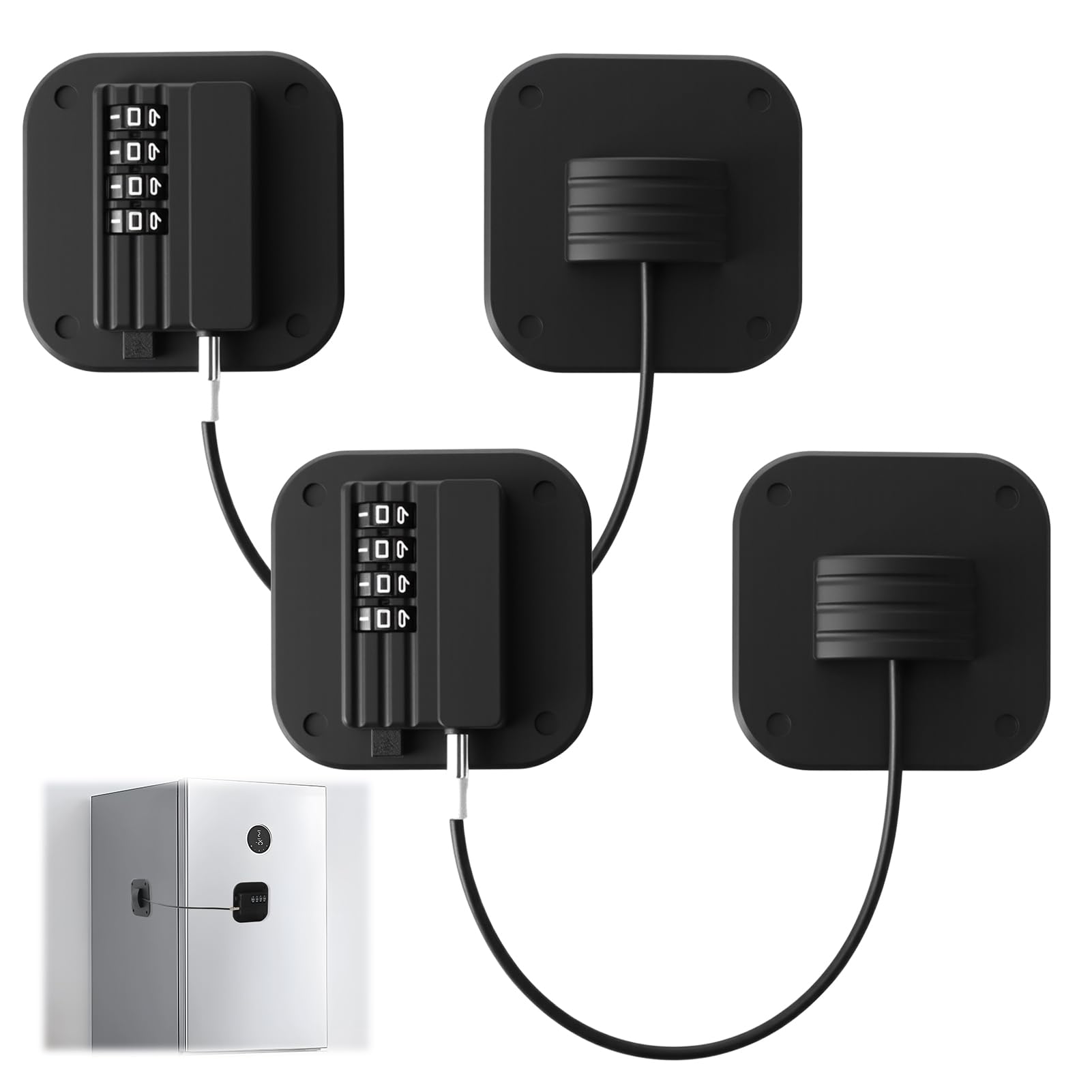 Photo 1 of 2?Pack Refrigerator Lock 4 Number Coded, Tough Adhesive Fridge Lock Child Safety Combination for Fridge, Cabinets, Drawers, Easy Reset Code, Equipped with 8 Screws, Two Installation Methods.