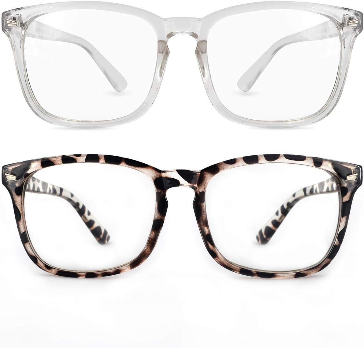 2 Pack Blue Light Blocking Glasses for Women Men, Anti Eyestrain Computer Game Glasses Lightweight Transparent Lens