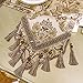 Grelucgo Large Luxury Thick Lined Damask Table Runners with Multi-Tassels (12x120 inch)