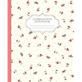 Coquette Composition Notebook: Red Floral Bows | Wide Ruled | 7.5 x 9.25" | 110 Pages