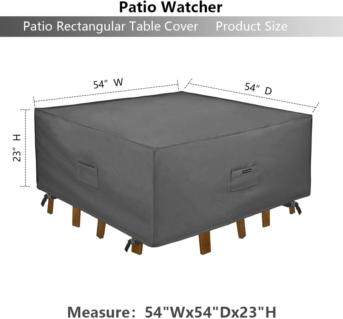 Patio Watcher Patio Furniture Cover Durable and Water Resistant Outdoor Square Furniture Sets Cover with Secure Buckle Straps, Grey Small, 54 Inch : Garden & Outdoor