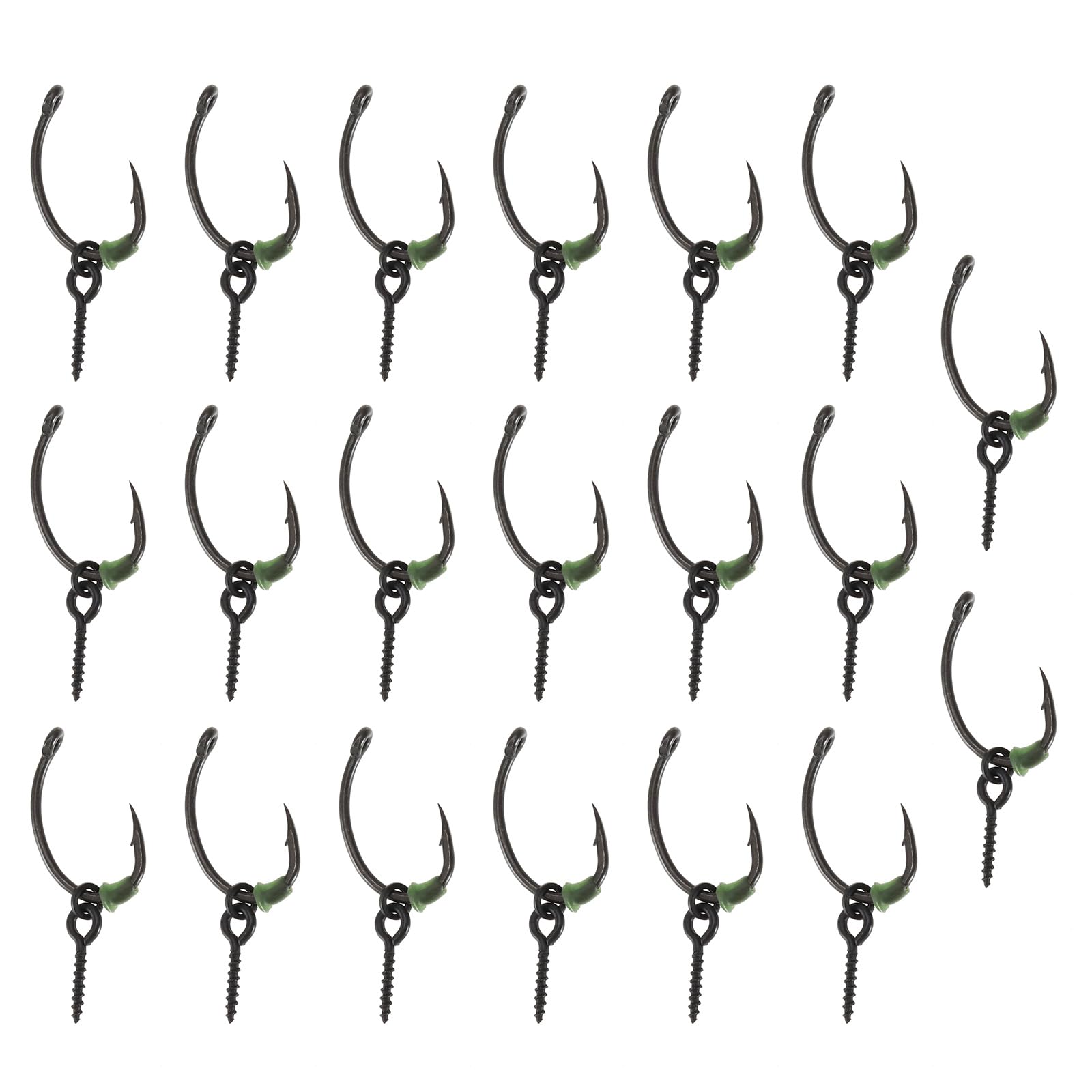 SG Store 20 Sets Ronnie Rigs Carp Fishing Ronnie Rig Hook Bait Stoppers Bait Screws Terminal Tackle for European Carp Fishing Accessories