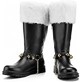 Halfchet Christmas Santa Claus Boots for Men Wide Cuffs Santa Combat Boots Xmas Costume Accessory