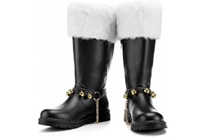 Halfchet Christmas Santa Claus Boots for Men Wide Cuffs Santa Combat Boots Xmas Costume Accessory