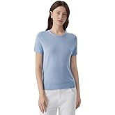 SUUKSESS Women Silk Cashmere Blend Crew Neck Short Sleeve Sweaters Casual Blouse