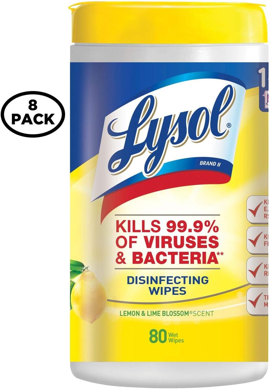 Lysol Disinfecting Wipes, Lemon and Lime Blossom, 80ct (Pack of 8): Sports & Outdoors