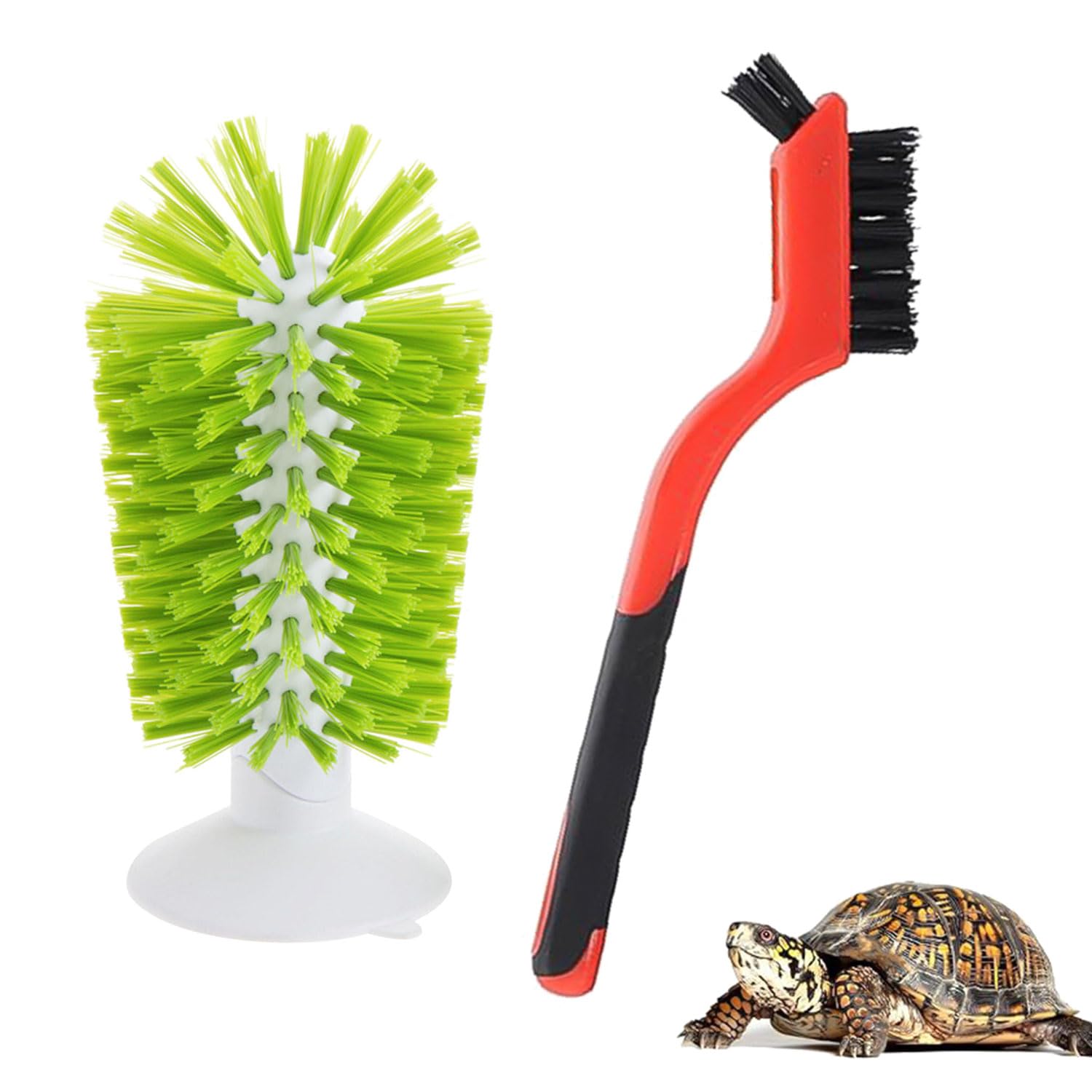 2pcs Turtle Brush with Suction Cup Turtle Shell Cleaning Brush and Turtle Exfoliate Brush Tortoise Accessories for Turtle Tank Supplies (Green)