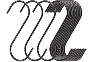 LRUUIDDE 20 Pack Large S Hooks Black Steel S Shaped Hooks (3.7 in) Vinyl Coated Heavy Duty Rustproof S Hooks for Hanging Pans Pots Plants Towels Heavy Duty Kitchen Hooks Hanger (Black)