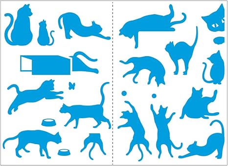 Amazon Co Jp 猫 ネコ イラスト シルエット 影絵 かわいい ステッカー シール カッティングステッカー サイズ 光沢タイプ 防水 耐水 屋外耐候3 4年 青 ホーム キッチン
