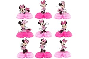 XINGQING 9 Pcs Honeycomb Centerpieces Birthday Decorations, Pink Party Favors Party Supplies Double Sided Table Birthday Decoration Items for Girls Decor