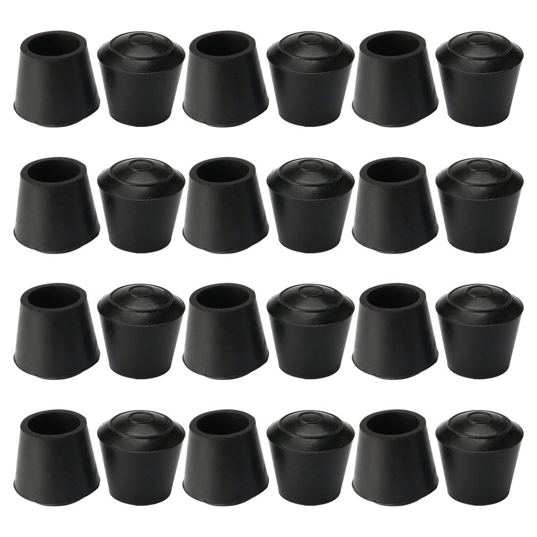 sourcing map 24pcs Chair Leg Tips Caps 16mm 5/8 Inch Anti Slip Rubber Furniture Table Feet Cover Floor Protector Reduce Noise Prevent Scratches Black