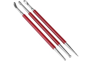 Leather Press Rub Tool 3PCS Dual Tipped Leather Modeling Spoon Carving Tools Leather Craft Kit for Sewing Leather